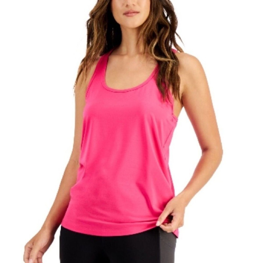 Pink racerback stretchy workout tank hot pink staple gym simple